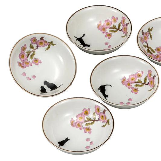 Kutani Cherry blossoms and cats Small bowl