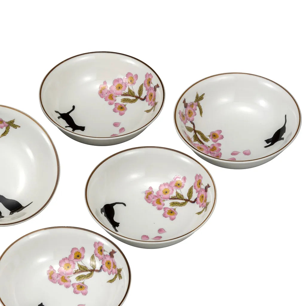 Kutani Cherry blossoms and cats Small bowl