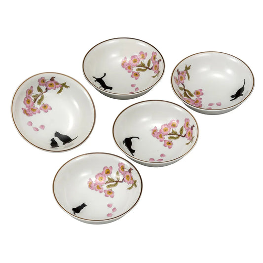 Kutani Cherry blossoms and cats Small bowl