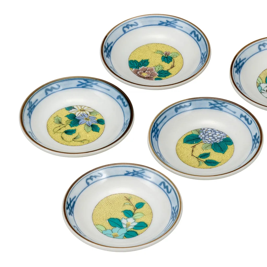 Kutani Yoshida's Field Flower Small Plate set (5pcs)