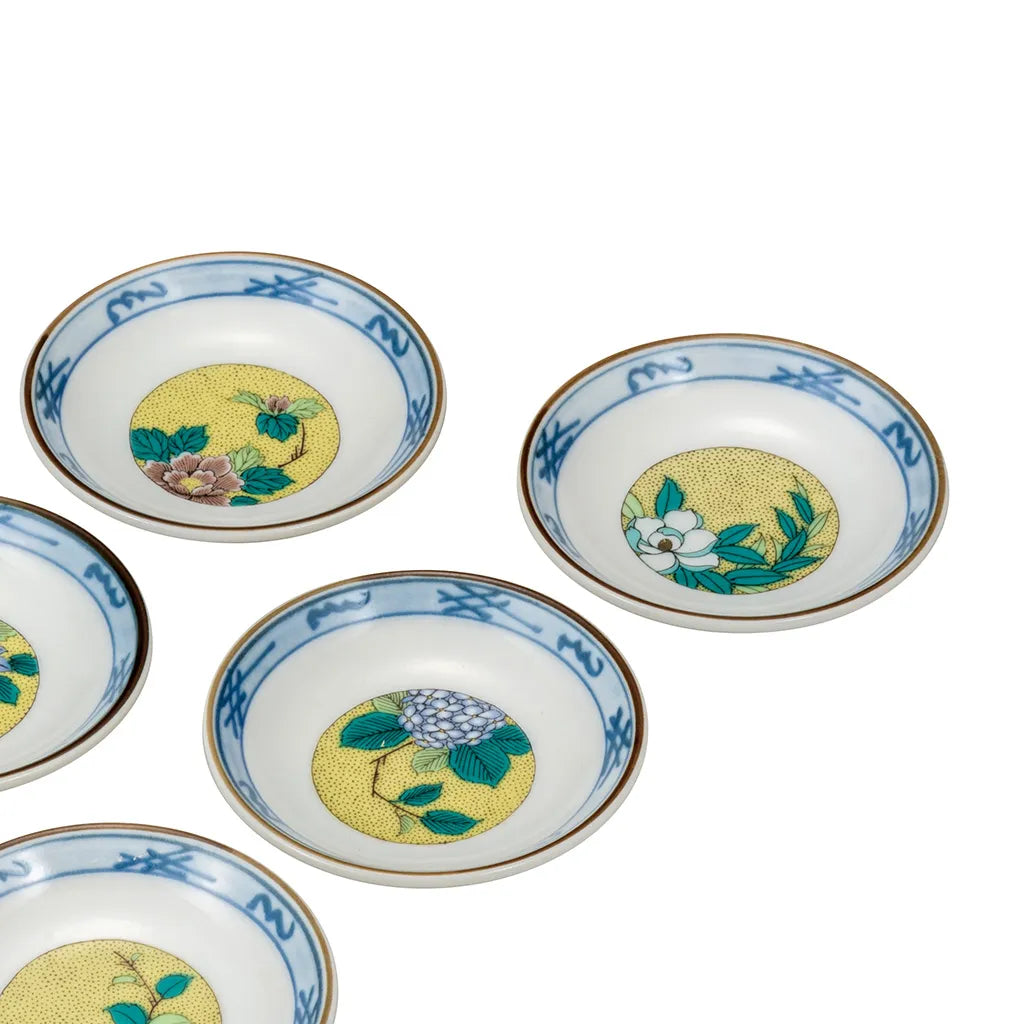 Kutani Yoshida's Field Flower Small Plate set (5pcs)