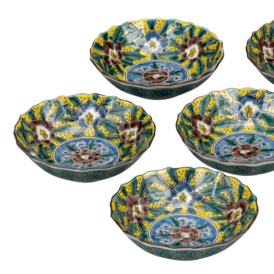 Kutani Yoshidaya Hibiscus Mutabilis Small Bowl set (5pcs)