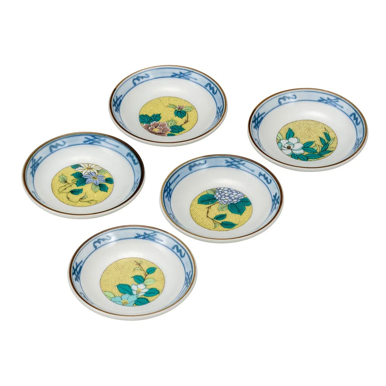 Kutani Yoshida's Field Flower Small Plate set (5pcs)