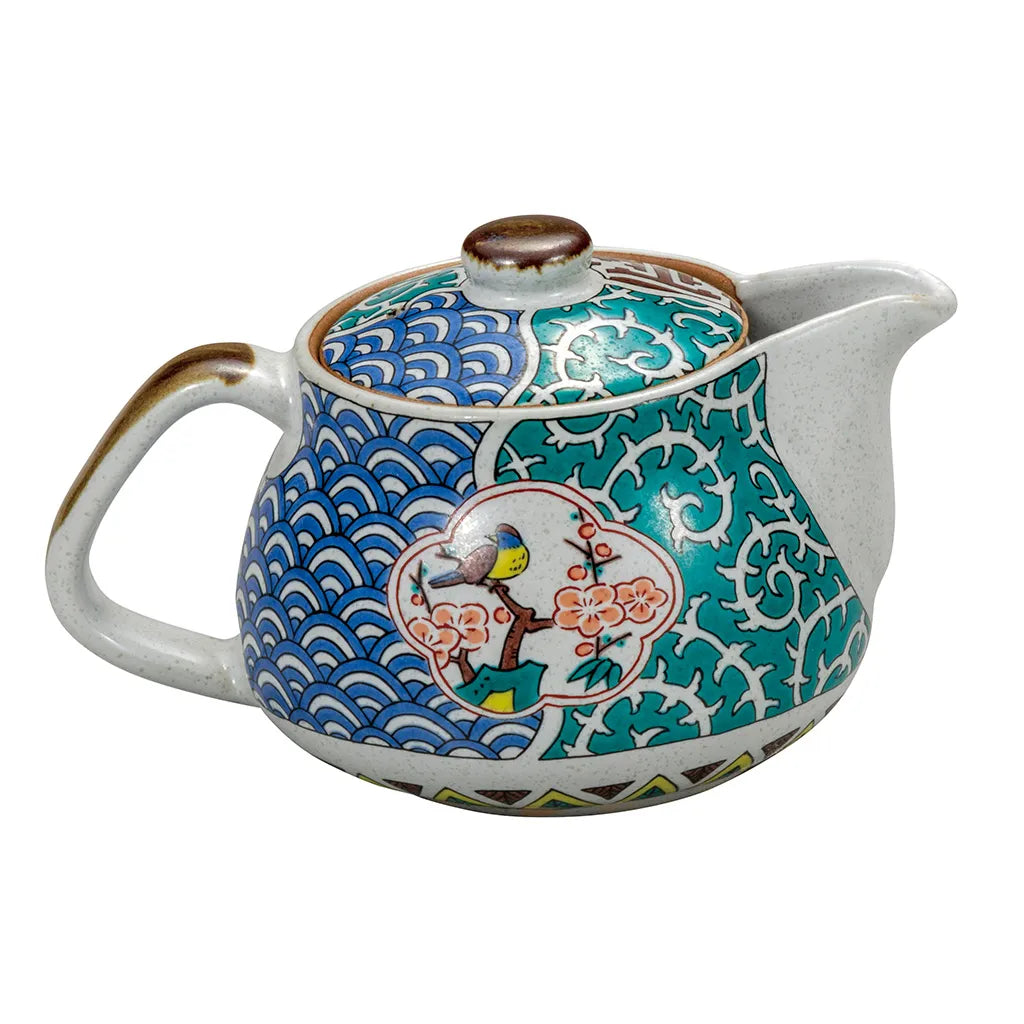 Ko-Kutani Floral and Bird Japanese Teapot