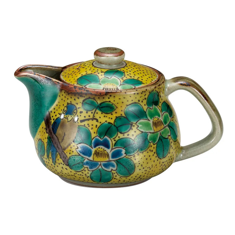 Kutani Yoshidaya Camellia sasanqua Japanese Teapot