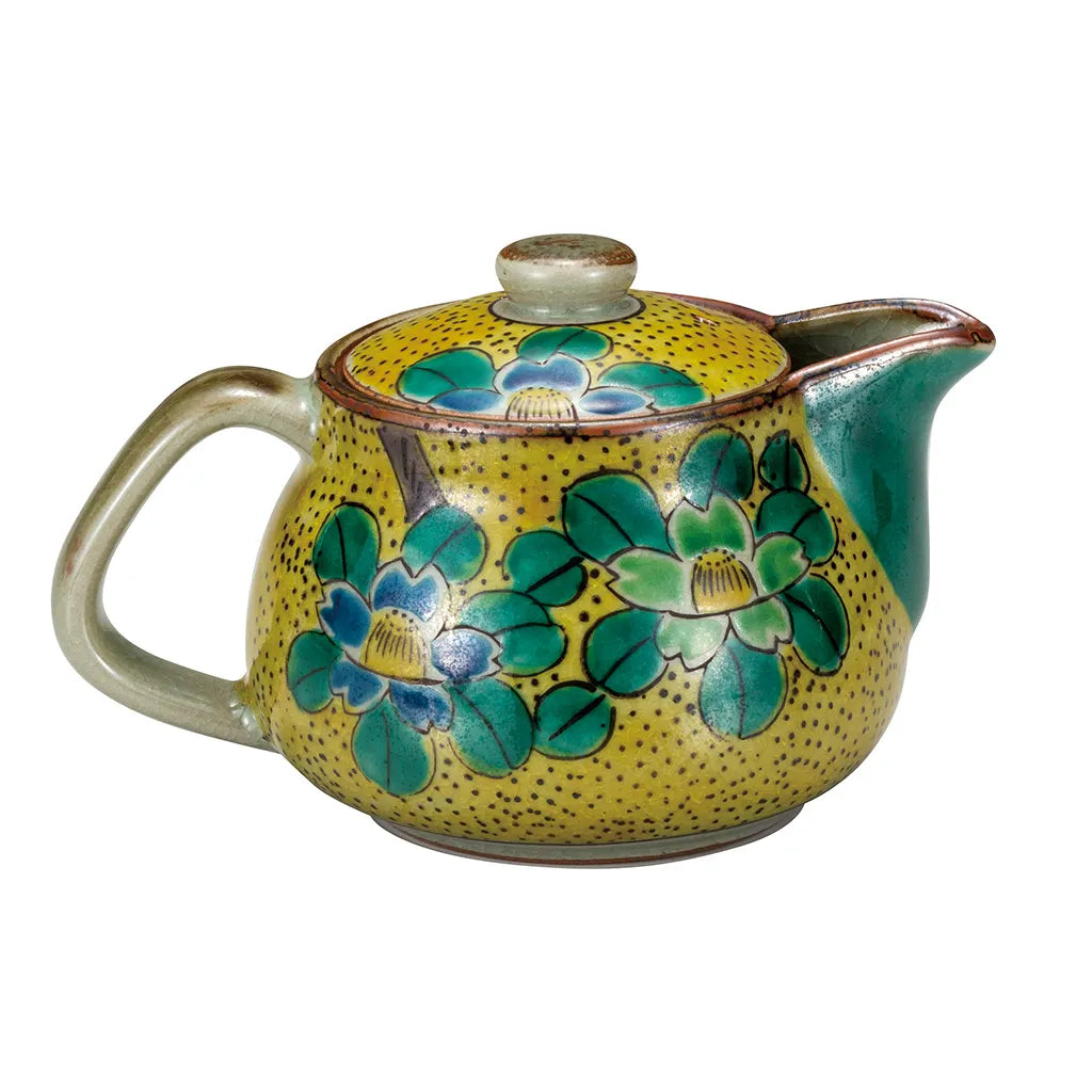 Kutani Yoshidaya Camellia sasanqua Japanese Teapot