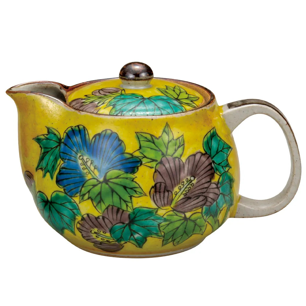 Kutani Yoshidaya Hibiscus mutabilis Japanese Teapot