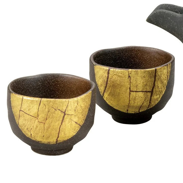 Meizan Kiln Kutani gold leaf Sake Set