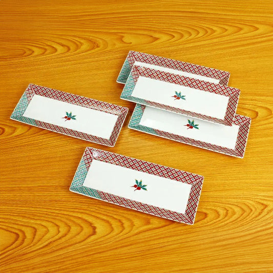 Seiko Kiln Kutani Red Radish Large Rectangle Plate (5pcs)