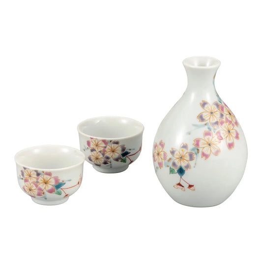 Taishi Kiln Kutani Japanese cherry blossom Sake Set