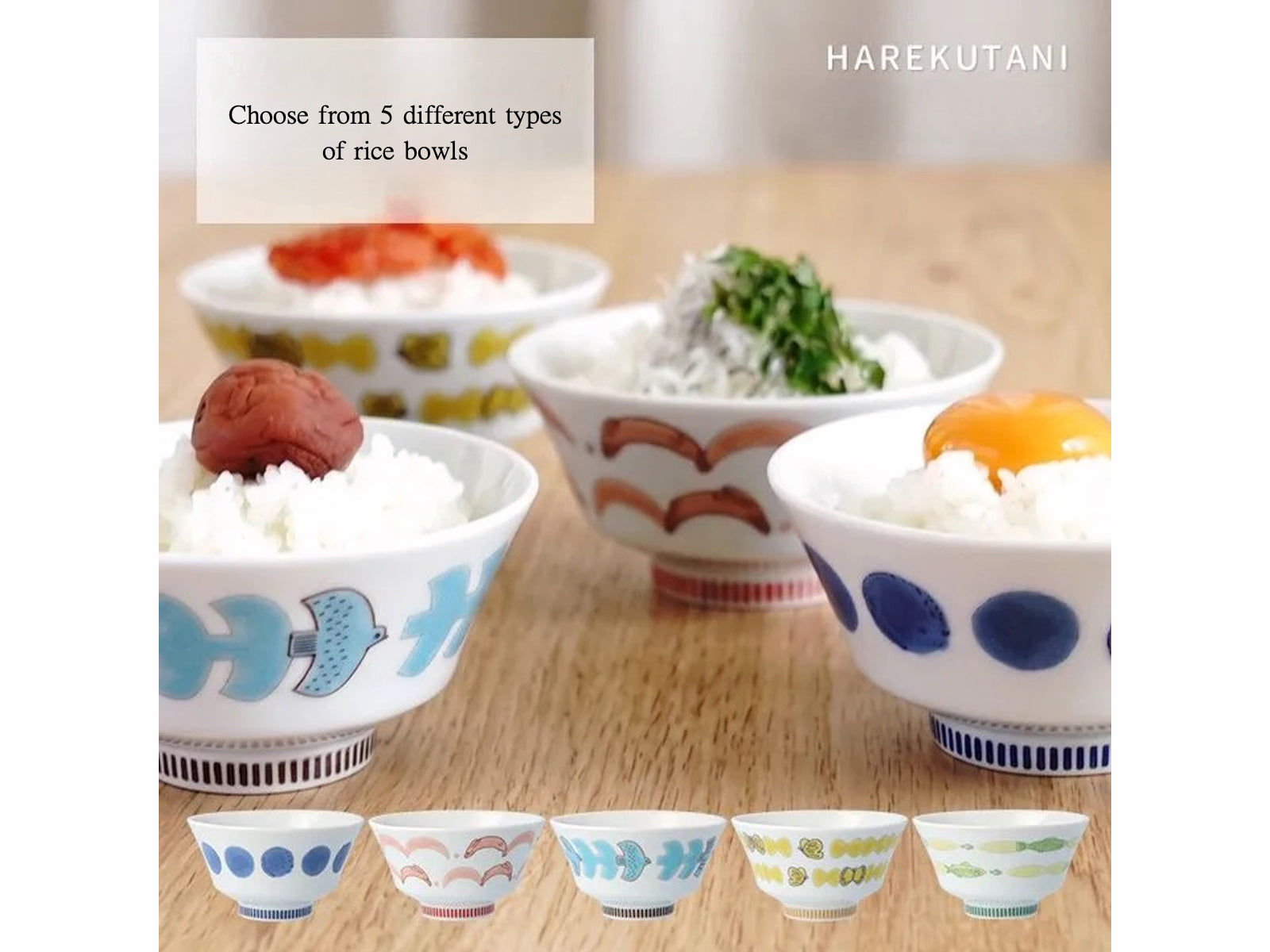 Select from 5 Types of “HareKutani” Rice Bowls