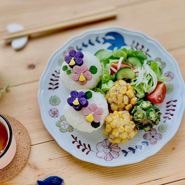  Harekutani Flower and bird (pink) Medium Plate 