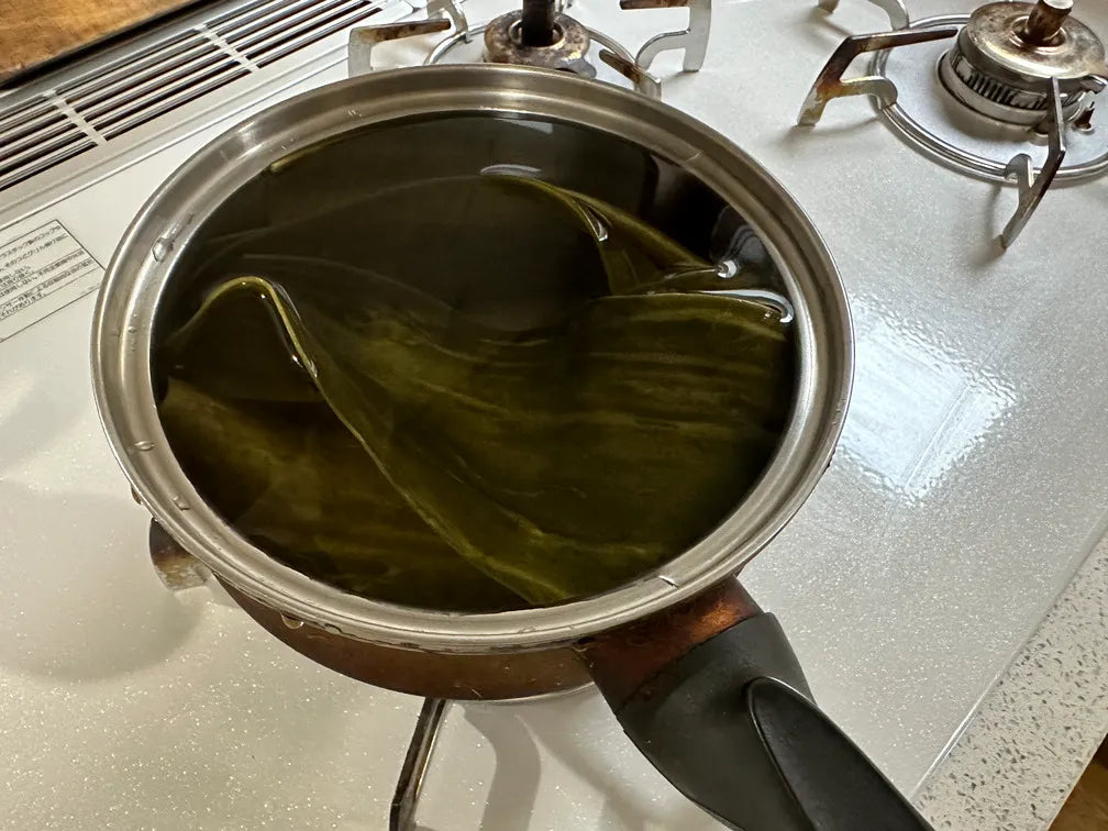 Kelp dipped in water