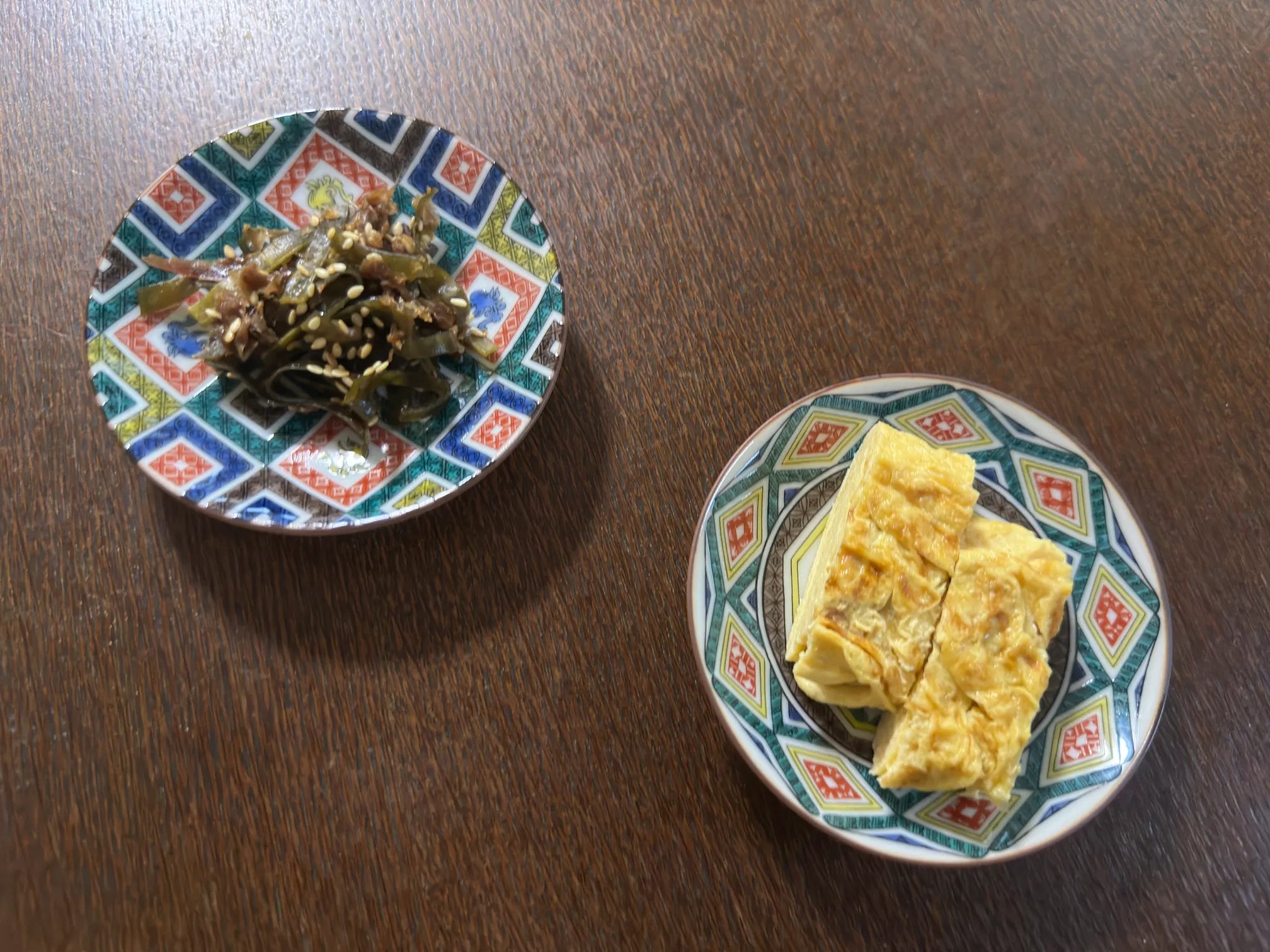tsukudani of kelp and rolled egg