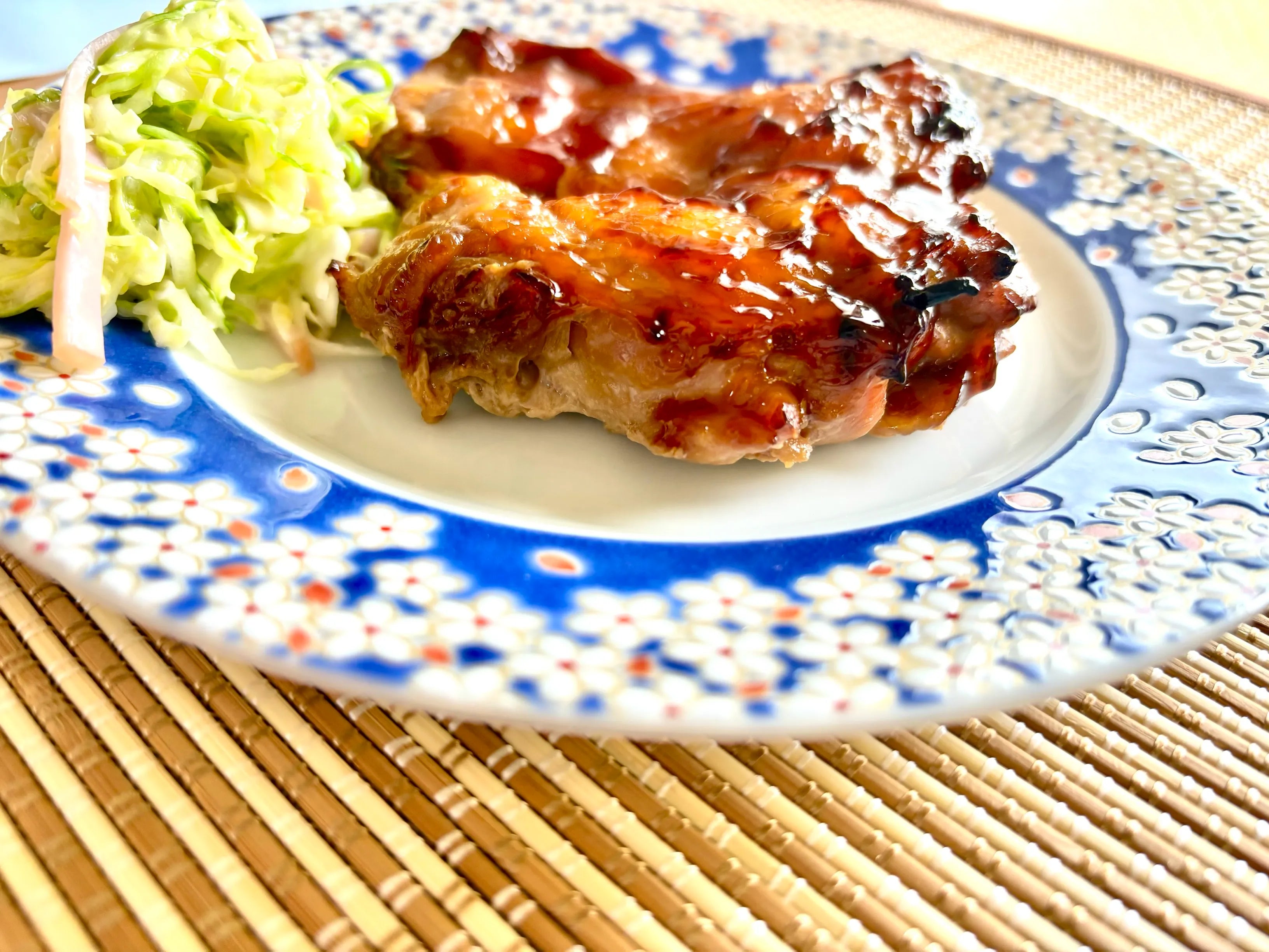 Teriyaki chicken side view