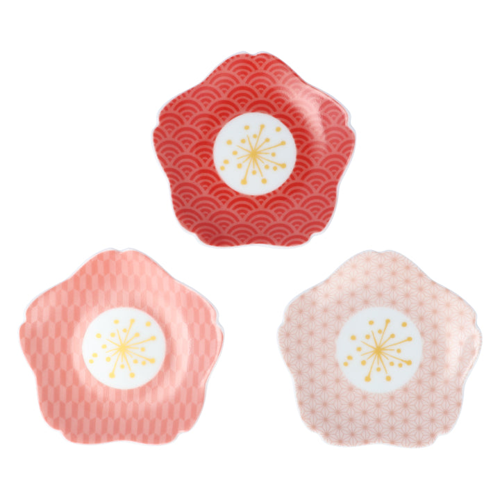 Set of 3 sakura shaped small plates