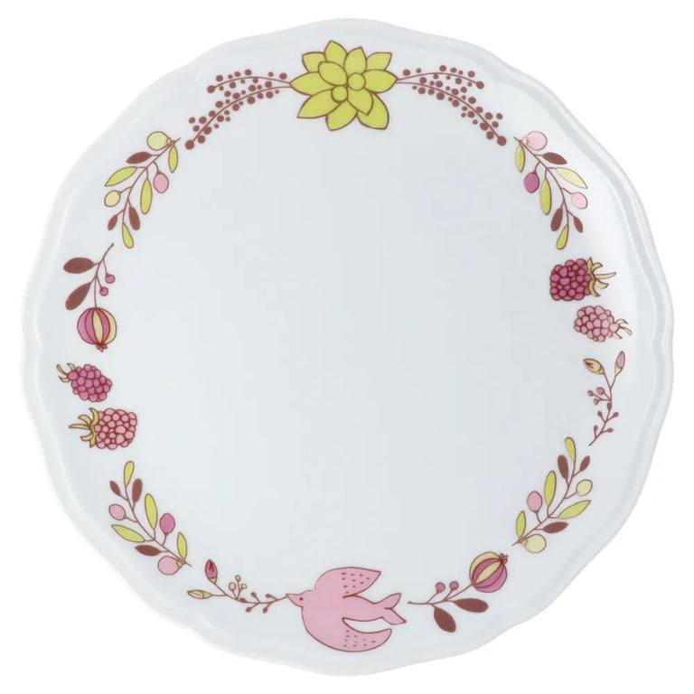 Harekutani Fruit and Bird (pink) Medium Plate