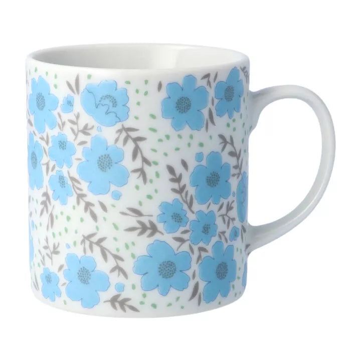 Light blue colored flower mug