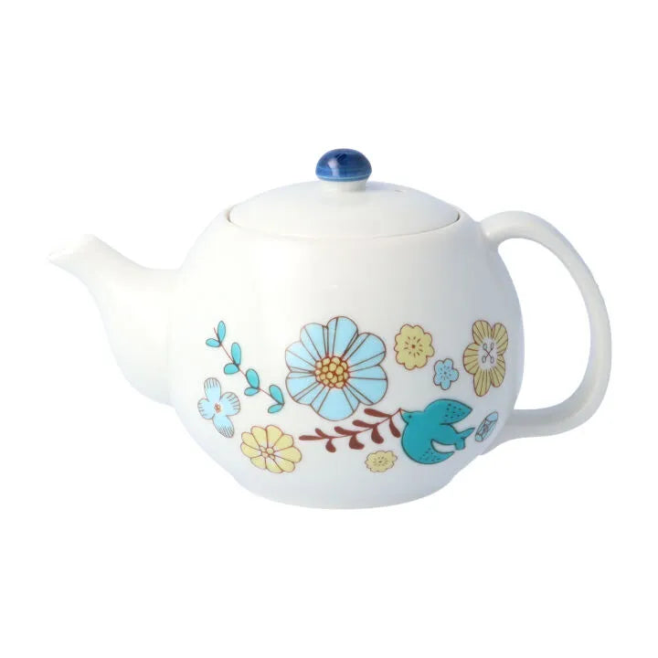 Harekutani Flower and Bird (Blue) Japanese Teapot