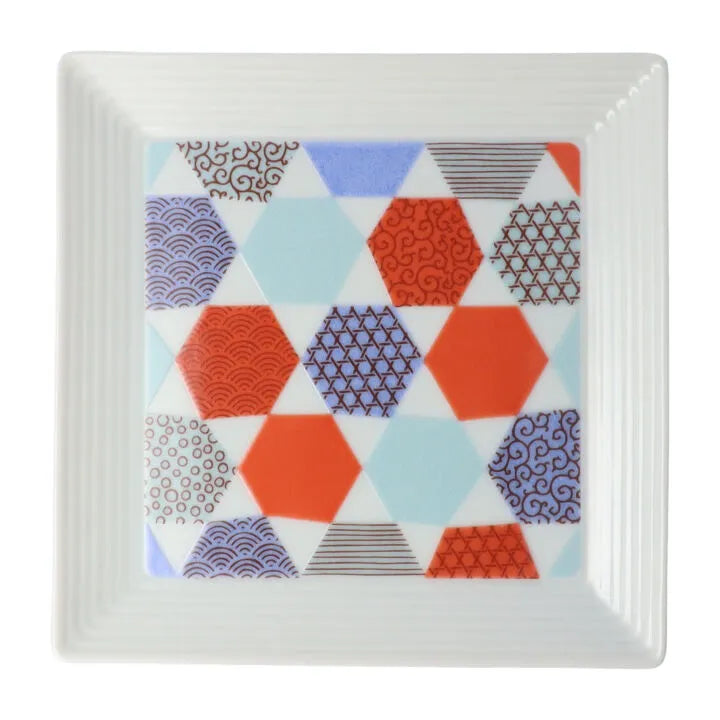 Harekutani Hexagonal Kissho (Square plate, small) Medium Plate