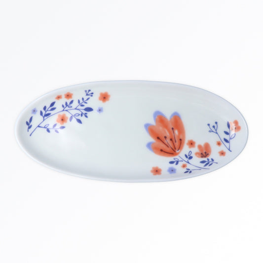 Oval medium plate for red flowers