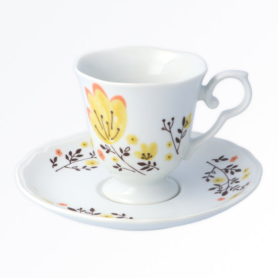 Cup and saucer set for yellow flowers