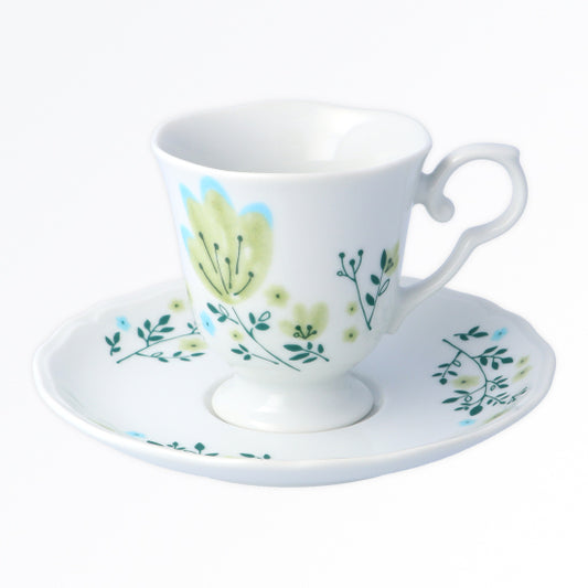 Cup and saucer set for green flowers