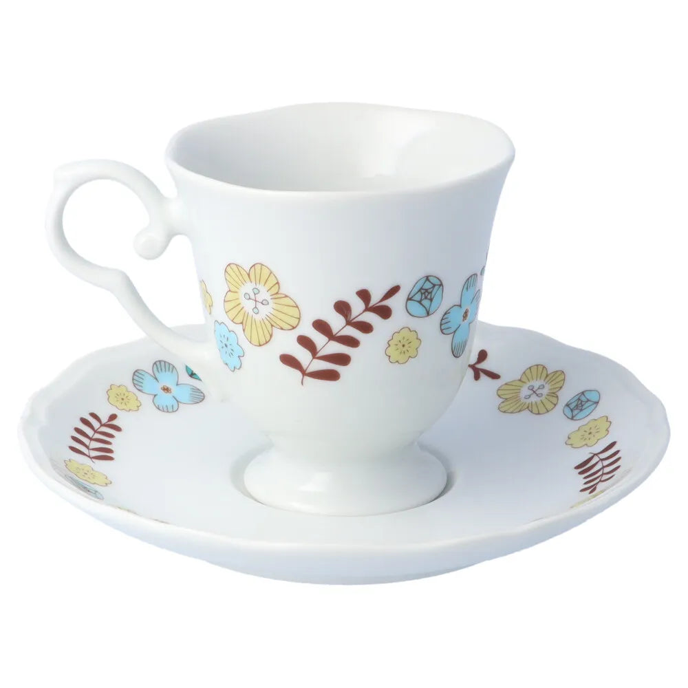 Harekutani Flower and bird (blue) Cup and Saucers