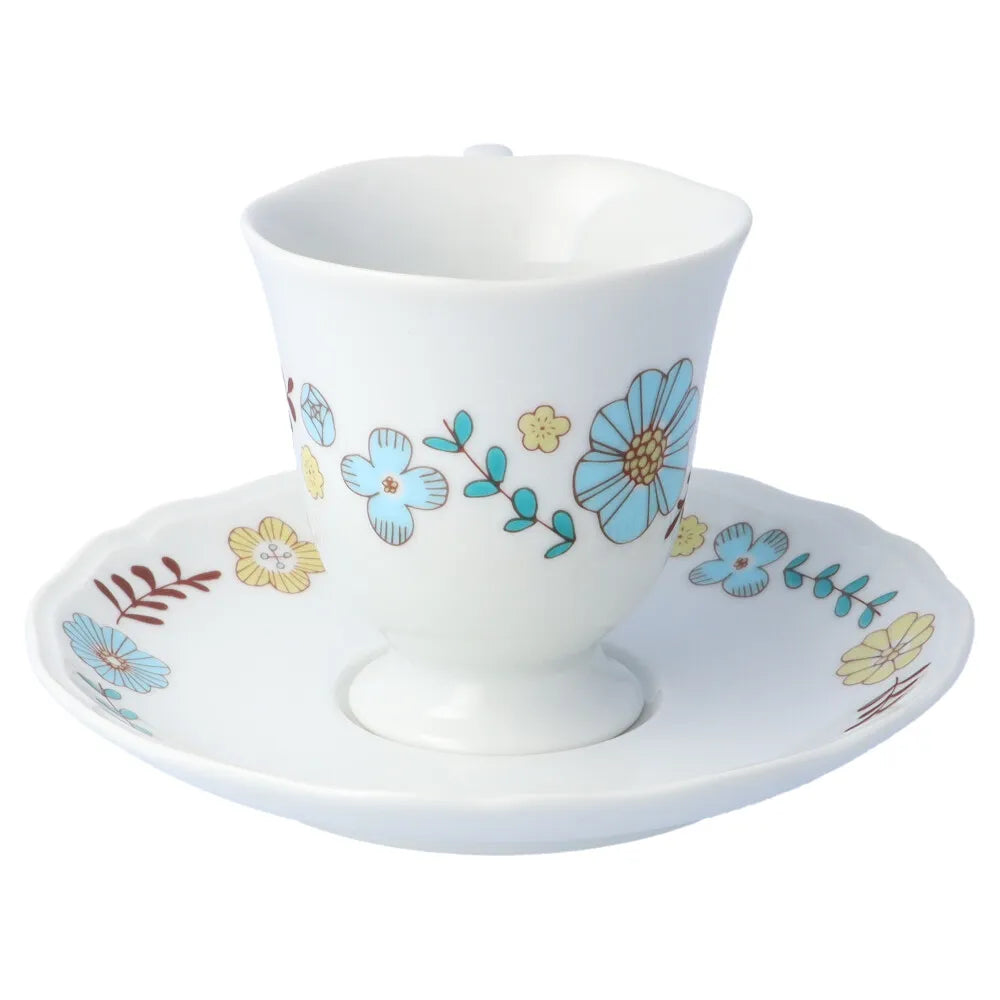 Harekutani Flower and bird (blue) Cup and Saucers