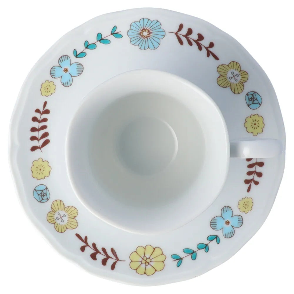 Harekutani Flower and Bird (blue) Cup and Saucer