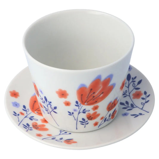 Harekutani Spring flowers (red) Cup and Saucer