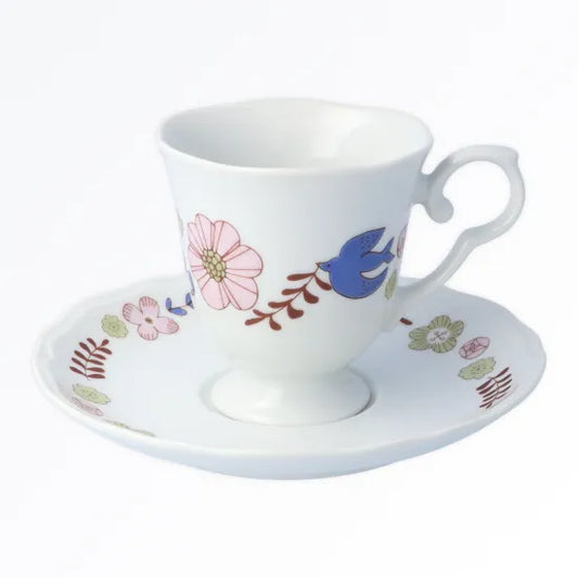 Harekutani Flower and bird (pink) Cup and Saucers