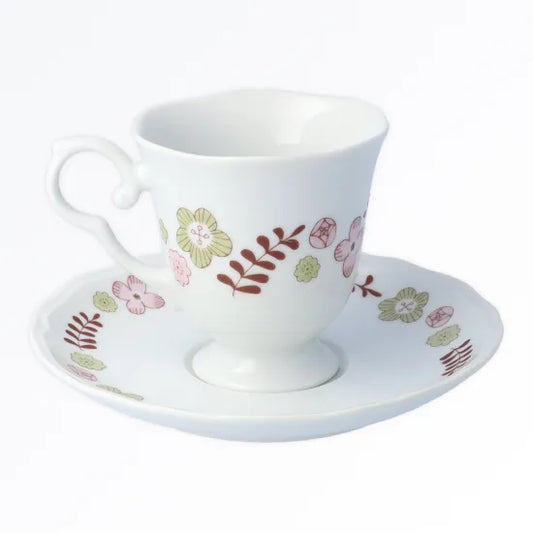 Harekutani Flower and bird (pink) Cup and Saucers