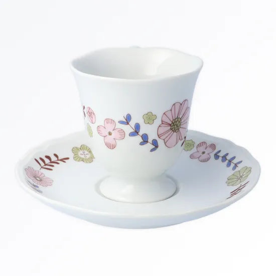 Harekutani Flower and bird (pink) Cup and Saucers