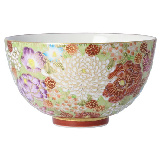 Taishi Kiln Kutani Golden Hanazume Rice Bowl