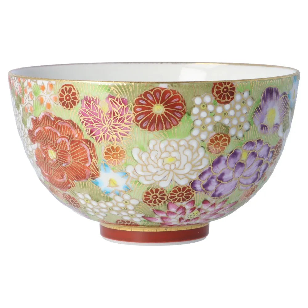 Taishi Kiln Kutani Golden Hanazume Rice Bowl