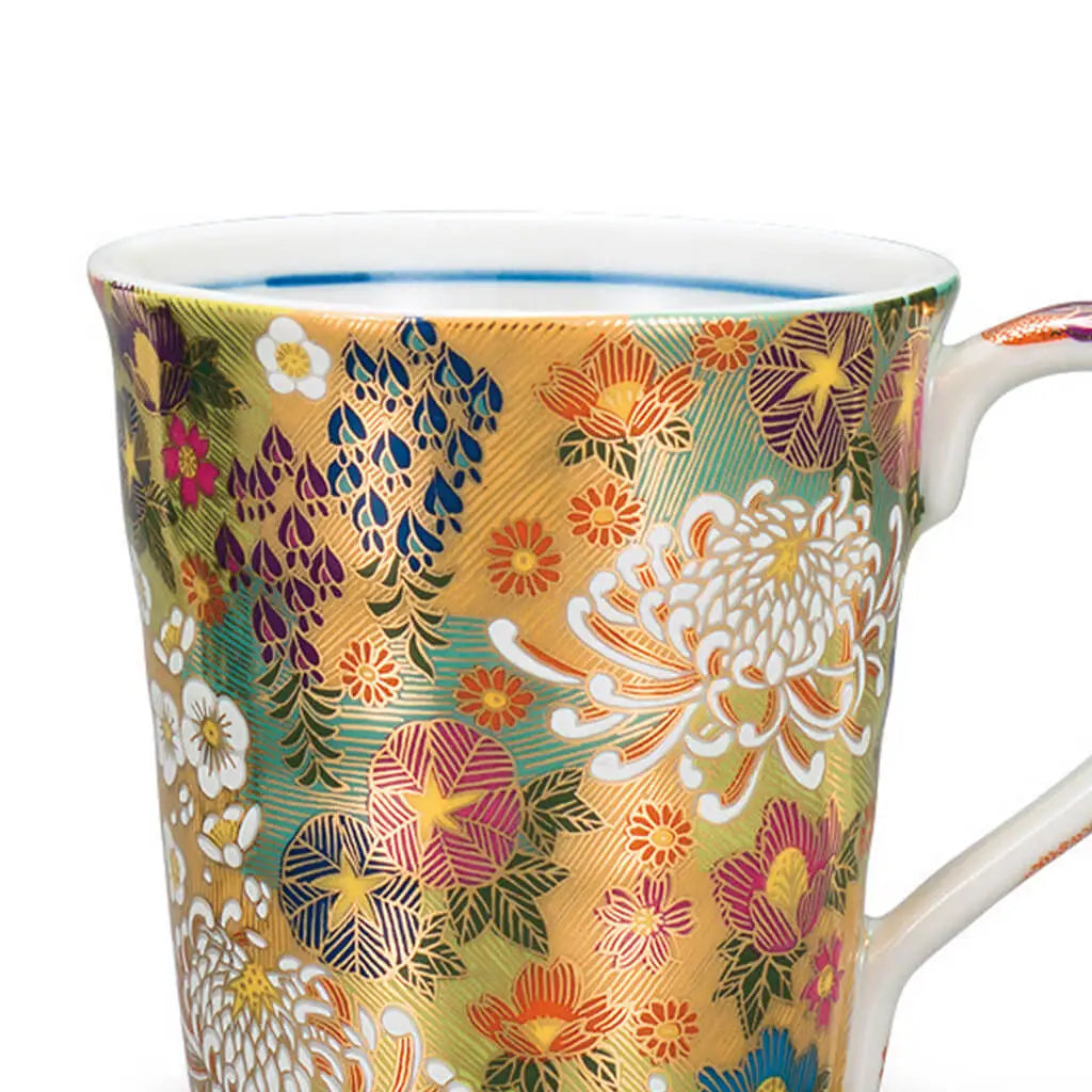 Kutani Golden Hanazume Aochibu(blue dots) Mug