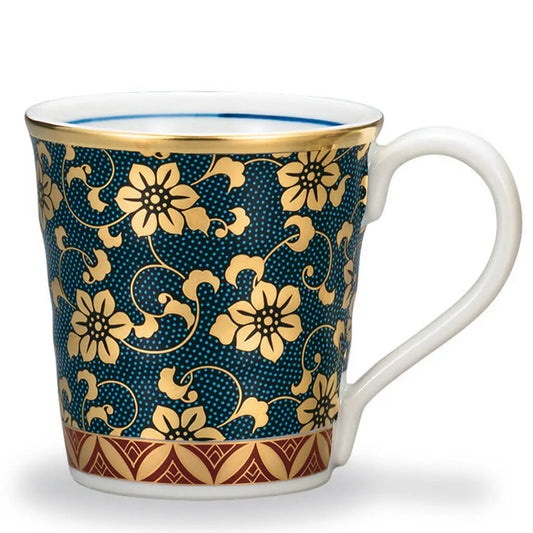 Kutani Golden Hanazume Aochibu(blue dots) Mug