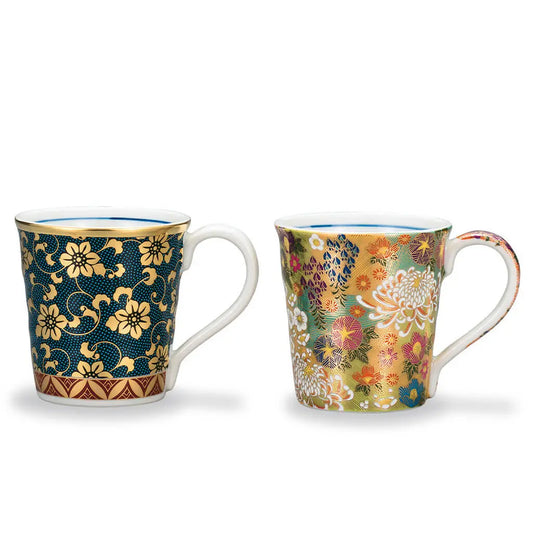 Kutani Golden Hanazume Aochibu(blue dots) Mug