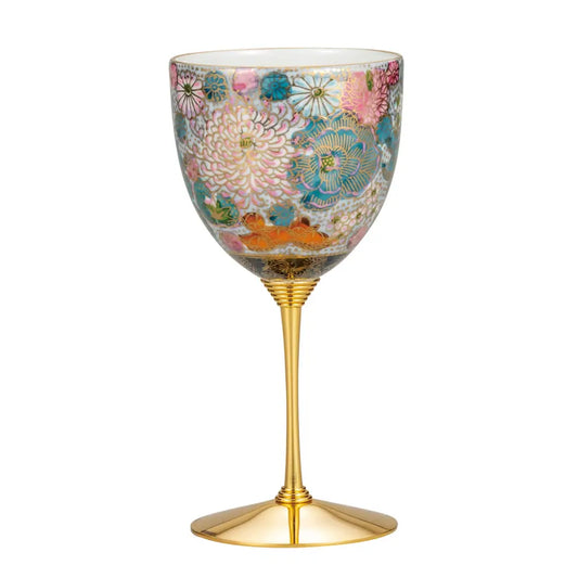 Kutani Hanazume Wine Glass