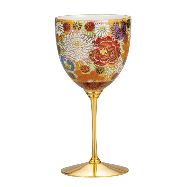 Kutani Hanazume Wine Glass