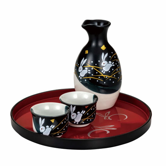 Kutani Jumping Rabbit Sake Set