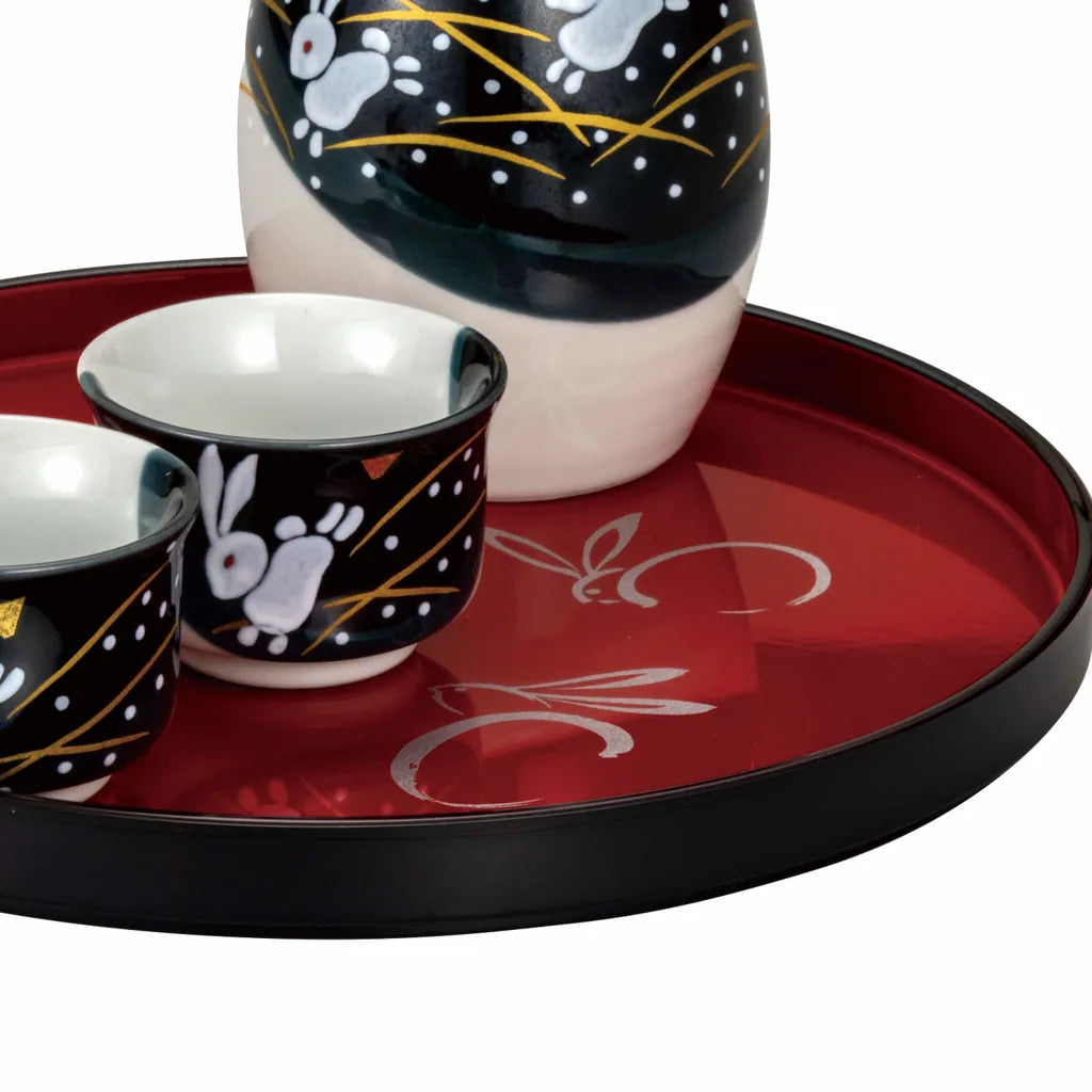 Sake Two Rabbit Kutani Jumping Rabbit Sake Set - Link in Japan