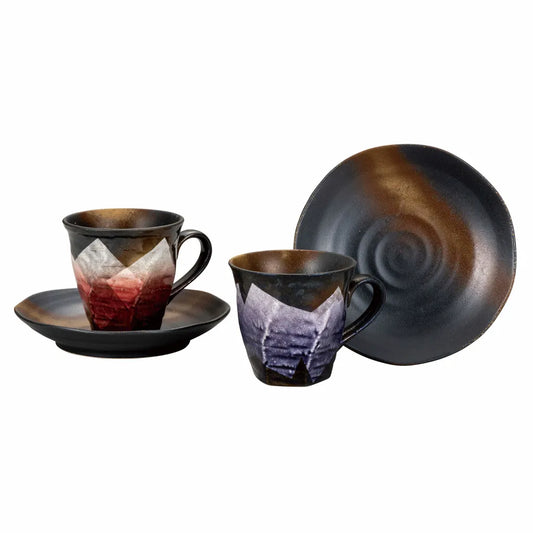 Kutani Silver Pattern Ginsai Coffee Cup and Saucers