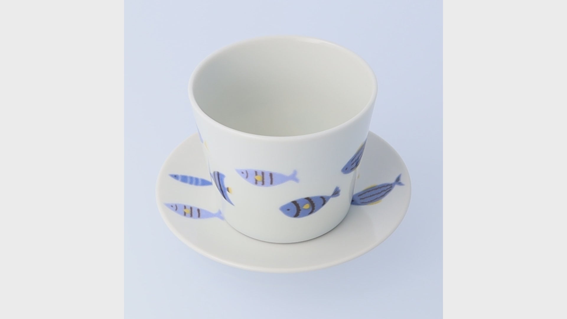 Harekutani Blue Fish Cup and Saucer
