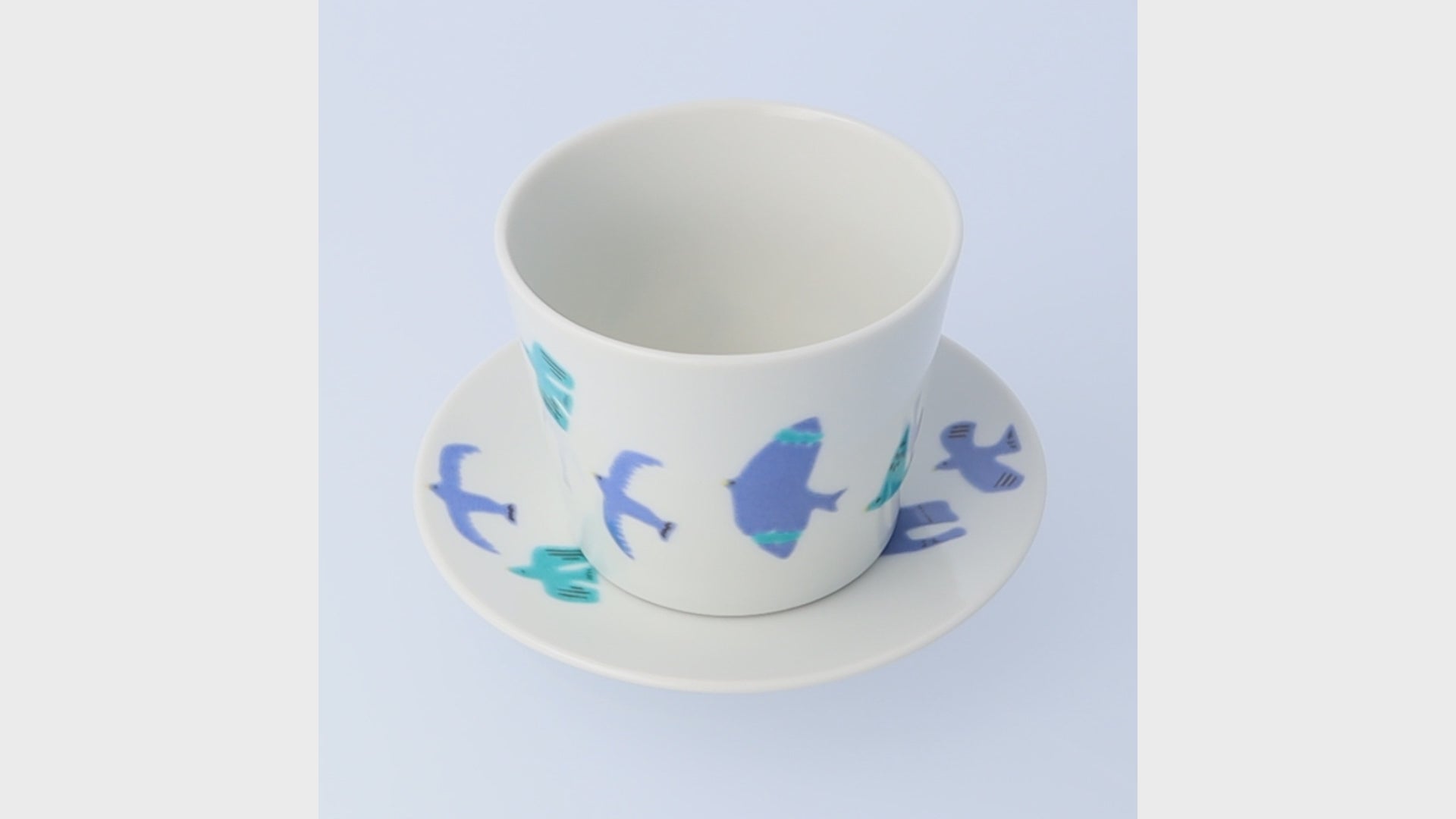 Harekutani Blue Bird (Sialia spp.) Cup and Saucer