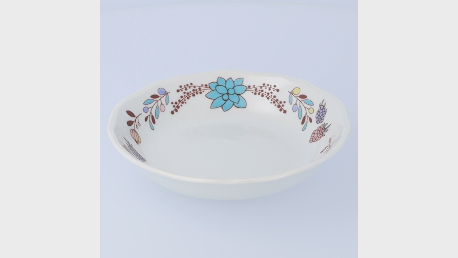 Harekutani Fruit and Bird (Blue) Bowl