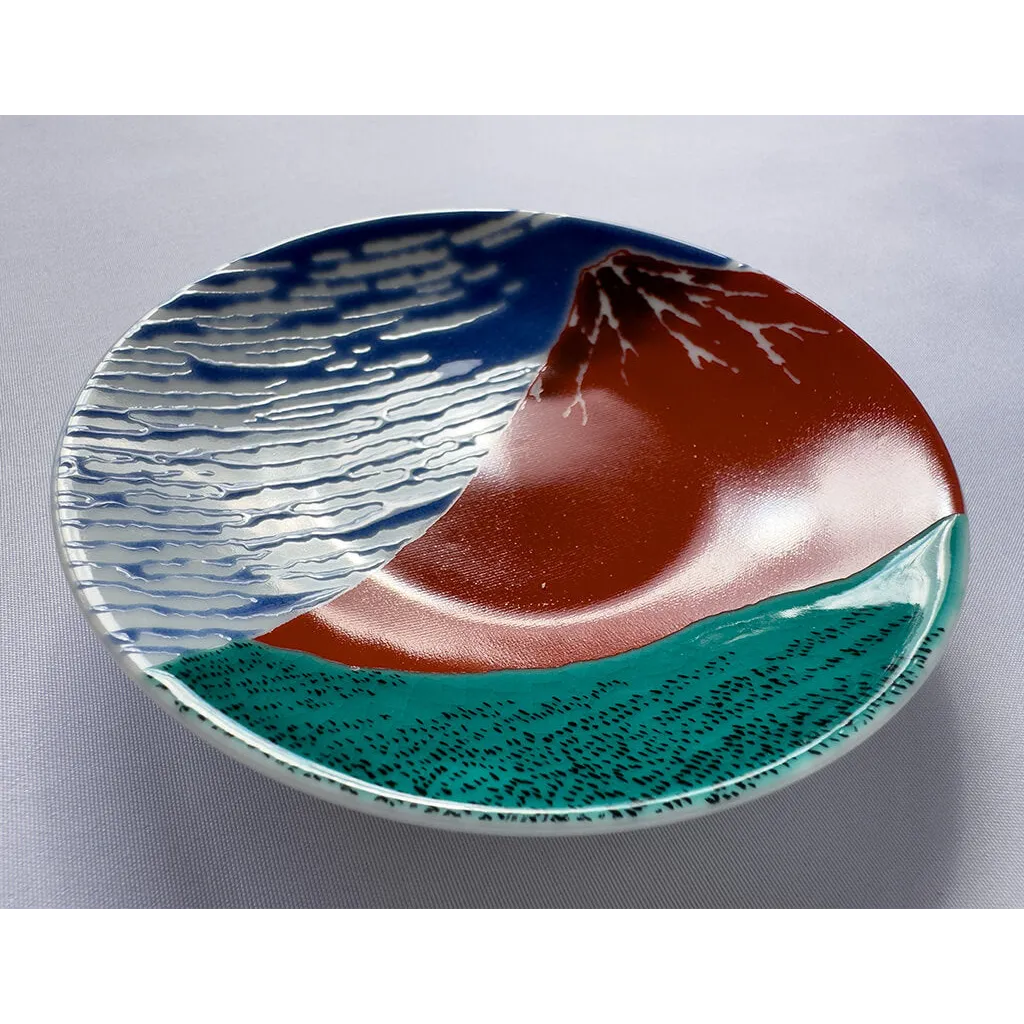 Seiko Kiln Kutani Red Mt.Fuji Small Plate