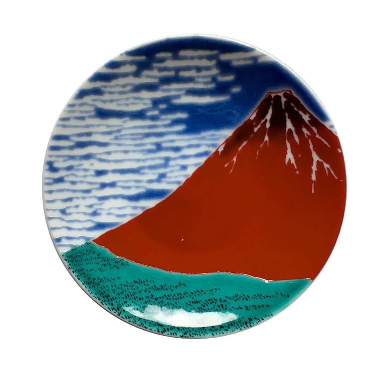 Seiko Kiln Kutani Red Mt.Fuji Small Plate