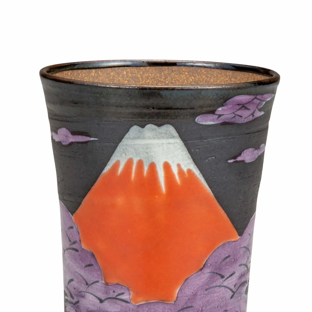 Yoshinori Fukuda Kutani Red Mt.Fuji Beer Mug